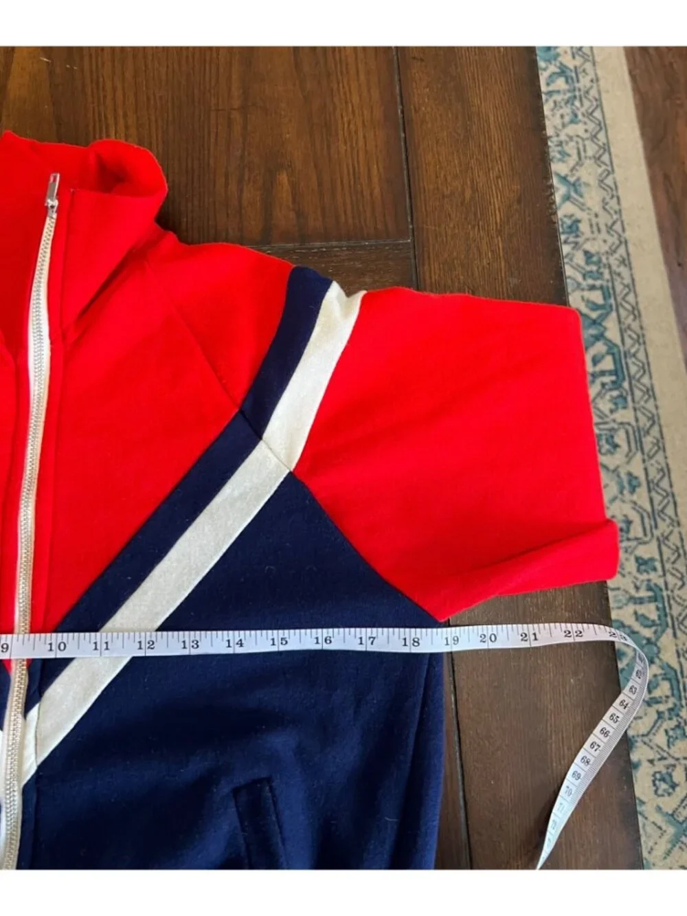 Vintage VIP Red White Blue Tracksuit Jacket Medium Full Zip Acrylic Retro 70s 80 - Picture 5 of 6